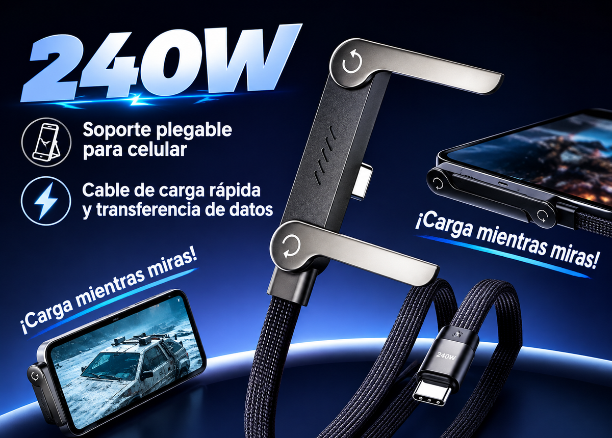 Cable Carga Extrema 2 en 1 Tipo C ⚡ | 240W Ultra Resistente